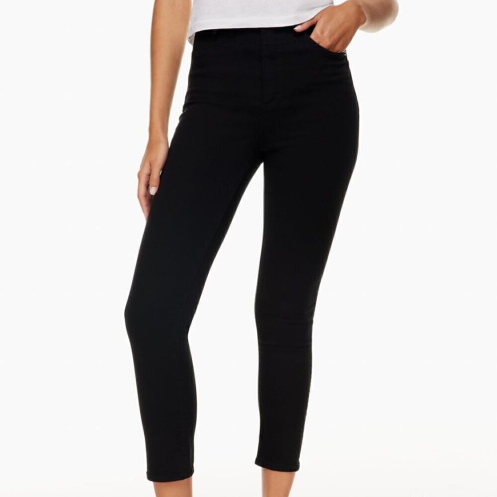 Denim Forum Stretch The Lola High Rise Skinny Crop Denim Jeans Stay Black 26